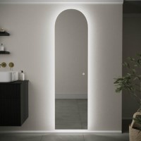 Arched Backlit Heated Tall Bathroom Mirror with Lights 500 x 1800mm - Elod Arched Backlit Heated Tall Bathroom Mirror with Lights 500 x 1800mm - Elod