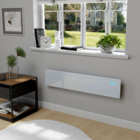 electriQ 750W Smart Slim Gloss White Glass Panel Heater Wall Mounted or Skirting Fitted Bathroom Safe Energy Efficient