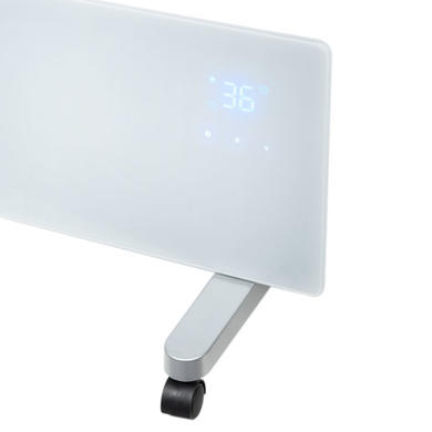 Refurbished - electriQ 750W Smart Designer Slim Glass Panel Heater - Wall Mountable & Bathroom Safe - White