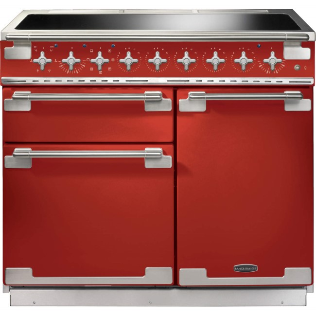 Rangemaster ELS100EIRD 100220 Elise 100 Electric Range Cooker With Induction Hob In Cherry Red