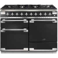 Refurbished Rangemaster Elise ELS110DFFCB 110cm Dual Fuel Range Cooker Charcoal Black and Brushed Nickel
