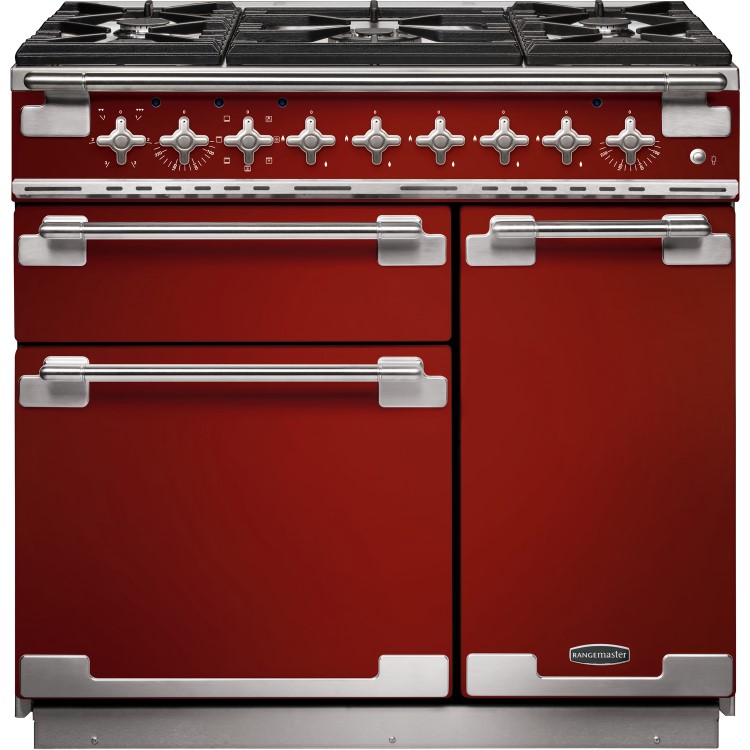 Rangemaster ELS90DFFRD 108420 Elise 90cm Dual Fuel Range Cooker Cherry Red