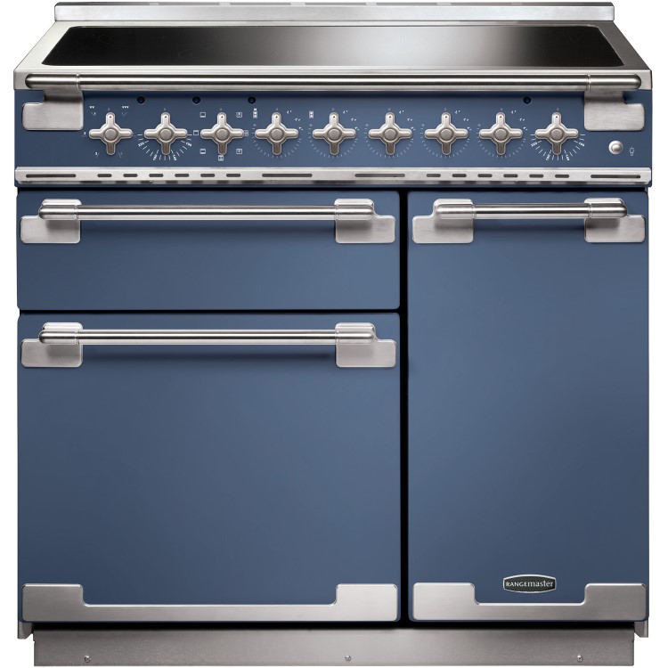 Rangemaster Elise 90cm Electric Range Cooker - Stone Blue