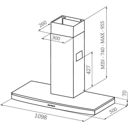 GRADE A1 - Rangemaster Elite 110cm Chimney Cooker Hood With Glass Feature Stainless Steel