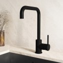 ELWSLMBSQ Matt Black Single Lever Monobloc Kitchen Mixer Tap - Enza Elwood