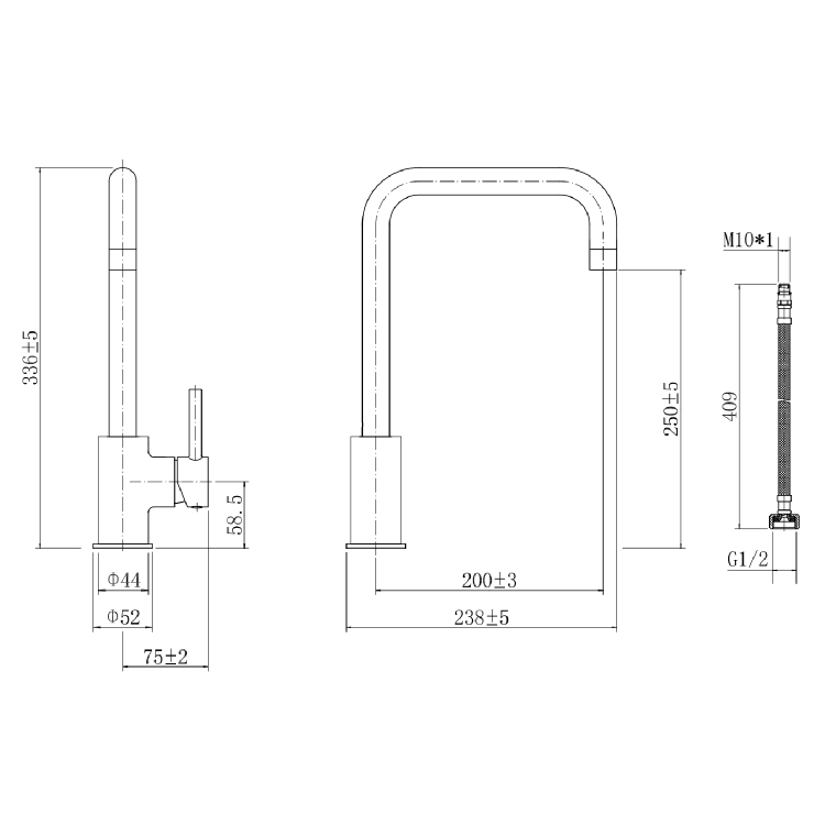 GRADE A1 - Elwood Single Lever Monobloc Mixer Kitchen Tap- Black