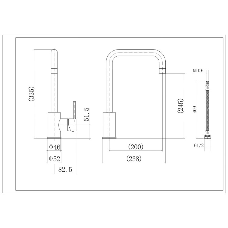 Black Single Lever Monobloc Kitchen Mixer Tap - Enza Elwood 