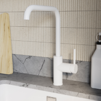 Single Lever White Monobloc Kitchen Mixer Tap - Elwood