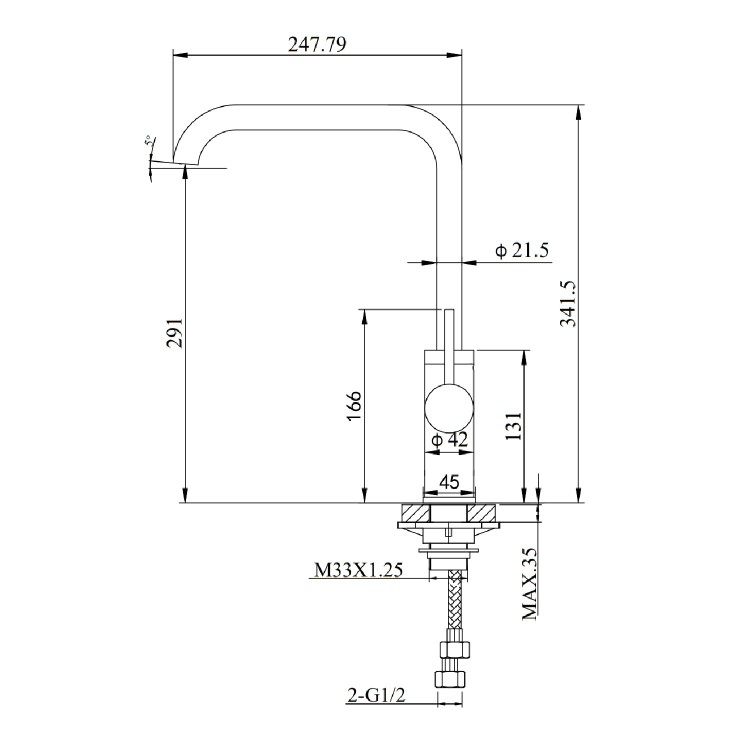 Single Lever White Monobloc Kitchen Mixer Tap - Elwood