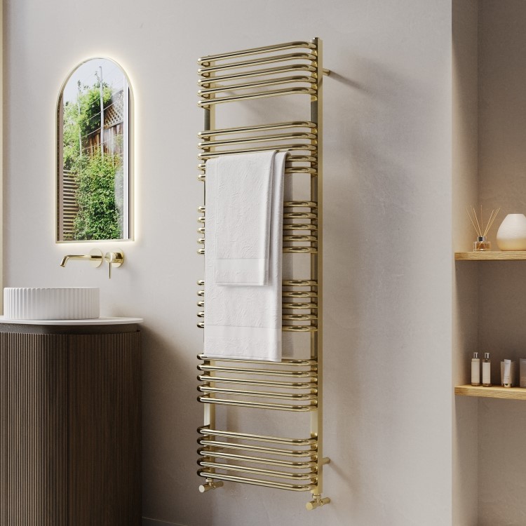 Brass Curved Towel Radiator 1530 x 600mm - Ember