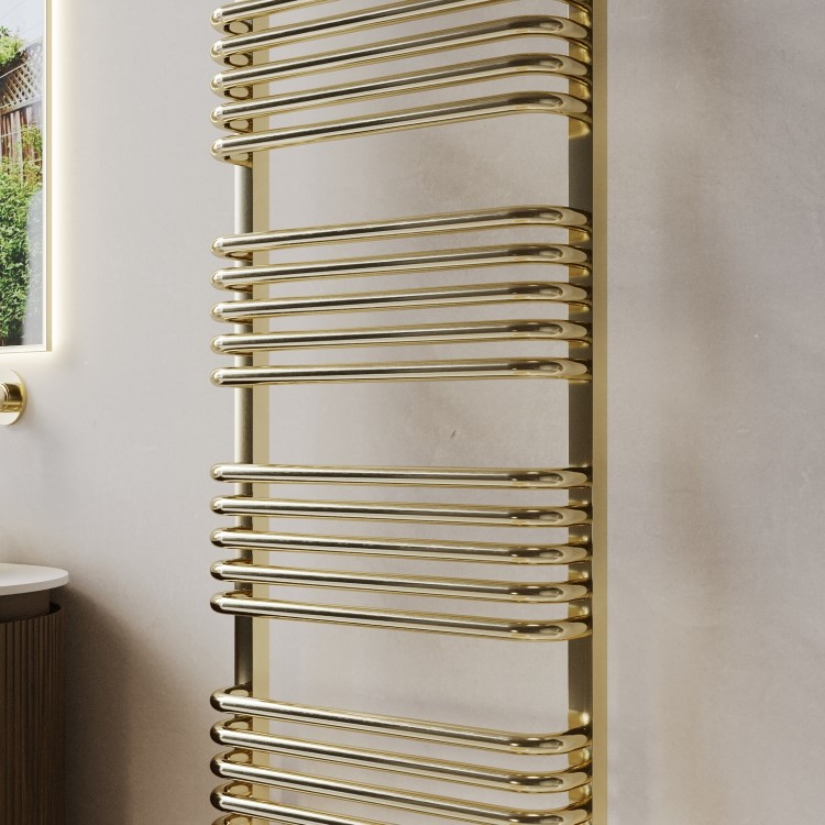 Brass Curved Towel Radiator 1530 x 600mm - Ember