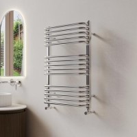 Chrome Curved Towel Radiator 740 x 500mm - Ember