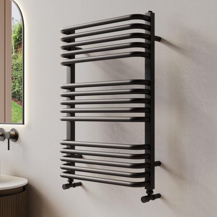 Black Curved Towel Radiator 740 x 500mm - Ember