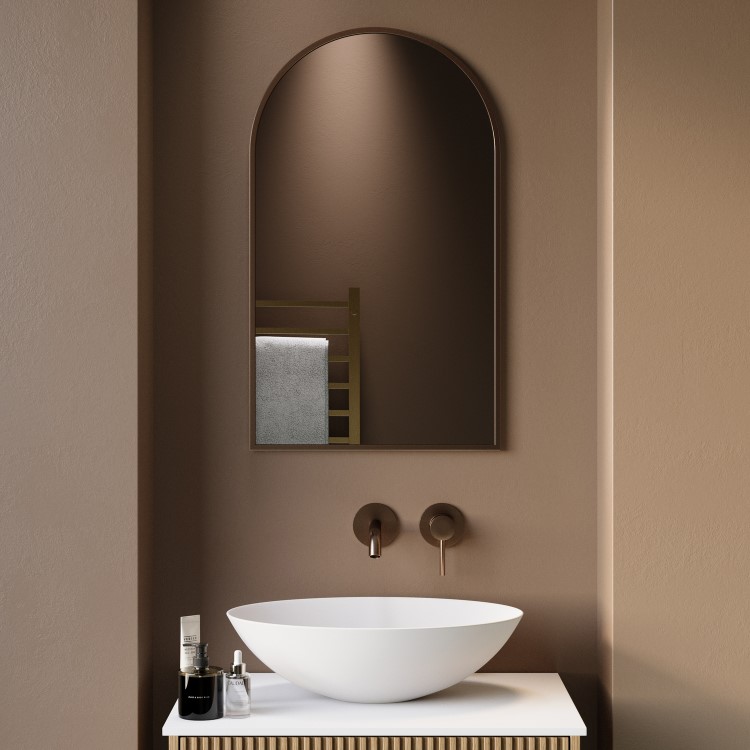 Arched Bronze Backlit Heated Bathroom Mirror with Lights 500 x 800mm - Empire