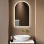 Arched Brass Backlit Heated Bathroom Mirror with Lights 500 x 800mm - Empire