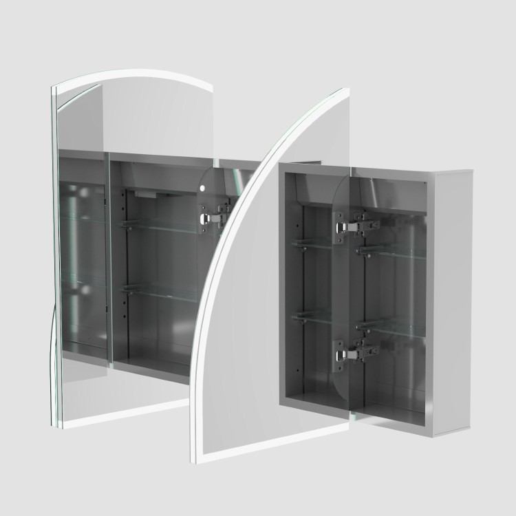 Triple Door Chrome Bathroom Mirror Cabinet with Lights, Demister & Shaver Socket 1200 x 690mm - Empire