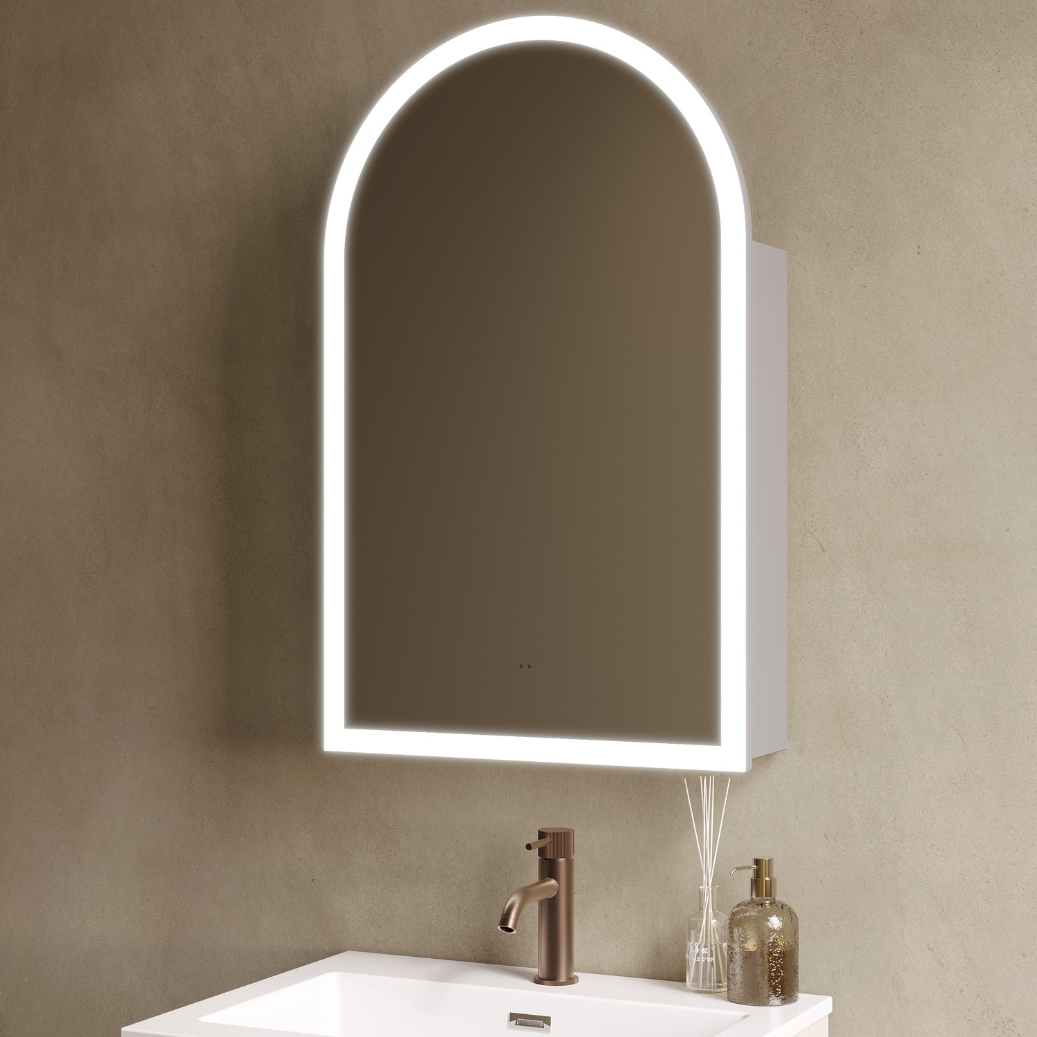 Empire Single Door Chrome Bathroom Mirror Cabinet With Lights Demister & Shaver Socket 500 X 800Mm EMPIREC500