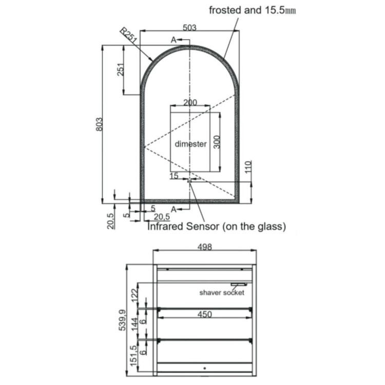 Single Door Chrome Bathroom Mirror Cabinet with Lights, Demister & Shaver Socket 500 x 800mm - Empire