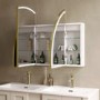 Triple Door Brass Bathroom Mirror Cabinet with Lights, Demister & Shaver Socket 1200 x 690mm - Empire