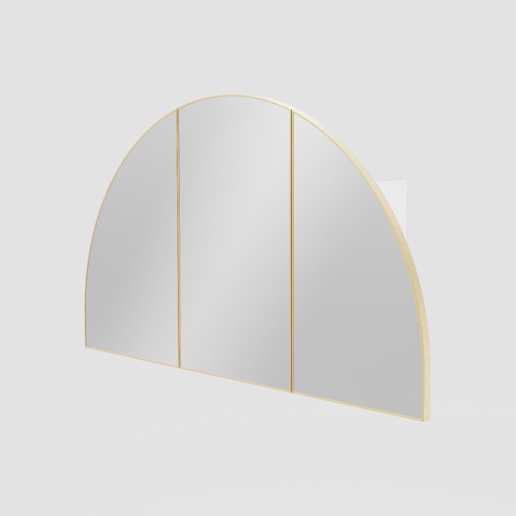 Triple Door Brass Bathroom Mirror Cabinet with Lights, Demister & Shaver Socket 1200 x 690mm - Empire