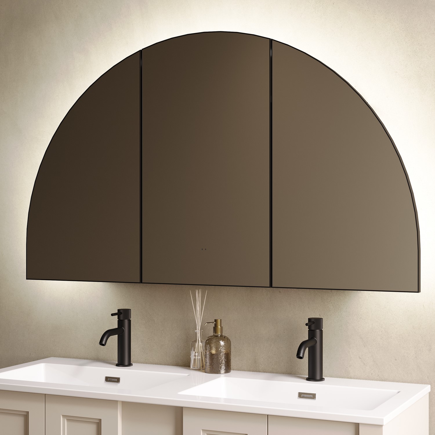 Empire Triple Door  Bathroom Mirror Cabinet With Lights Demister & Shaver Socket 1200 X 690Mm EMPIRECMB1200