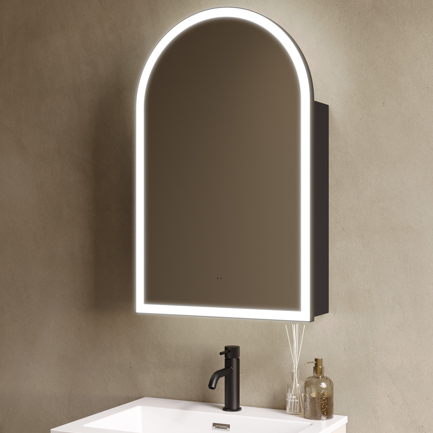 Empire Single Door  Bathroom Mirror Cabinet With Lights Demister & Shaver Socket 500 X 800Mm EMPIRECMB500