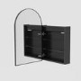 Single Door Black Bathroom Mirror Cabinet with Lights, Demister & Shaver Socket 500 x 800mm - Empire