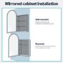 Single Door Black Bathroom Mirror Cabinet with Lights Demister & Shaver Socket 500 x 800mm - Empire