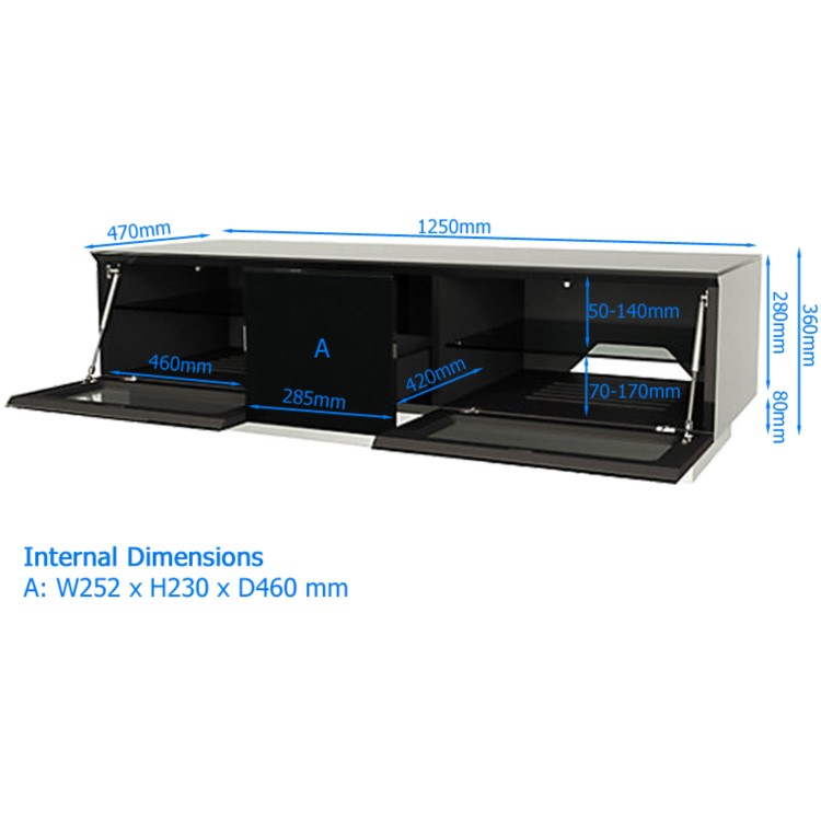 Alphason EMTMOD1250-BLK Element Modular TV Cabinet for up to 60" TVs - Black