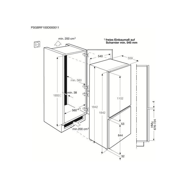 Electrolux ENN3153AOW 304L Frost Free Integrated Fridge Freezer