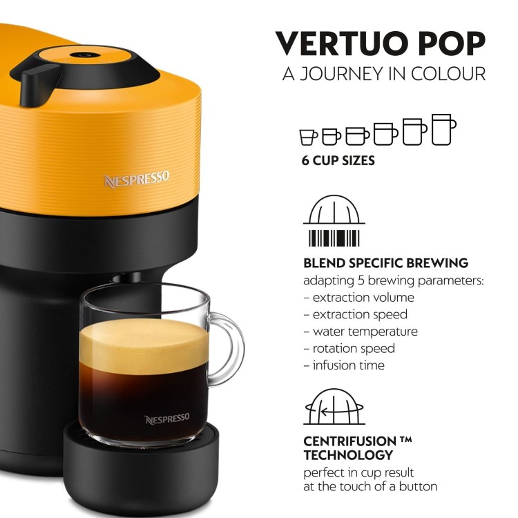 Nespresso by Delonghi Vertuo Pop Pod Coffee Machine ENV90.Y - Yellow