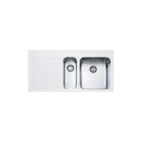 Franke EOV651RWH Epos 1.5 Bowl Right Hand Drainer Glass And Stainles Steel Sink In White Glass