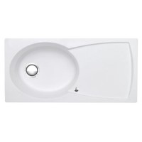 Astracast EP10RWHOMESKL Ellipse Single Bowl Left Hand Drainer Granite ROK Composite Sink in White