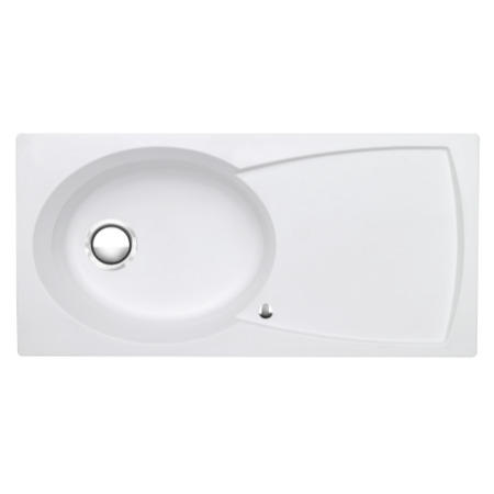 Astracast EP10RWHOMESKL Ellipse Single Bowl Left Hand Drainer Granite ROK Composite Sink in White