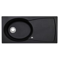 Astracast EP10RZHOMESKL Ellipse Single Bowl Left Hand Drainer Granite ROK Composite Sink in Black