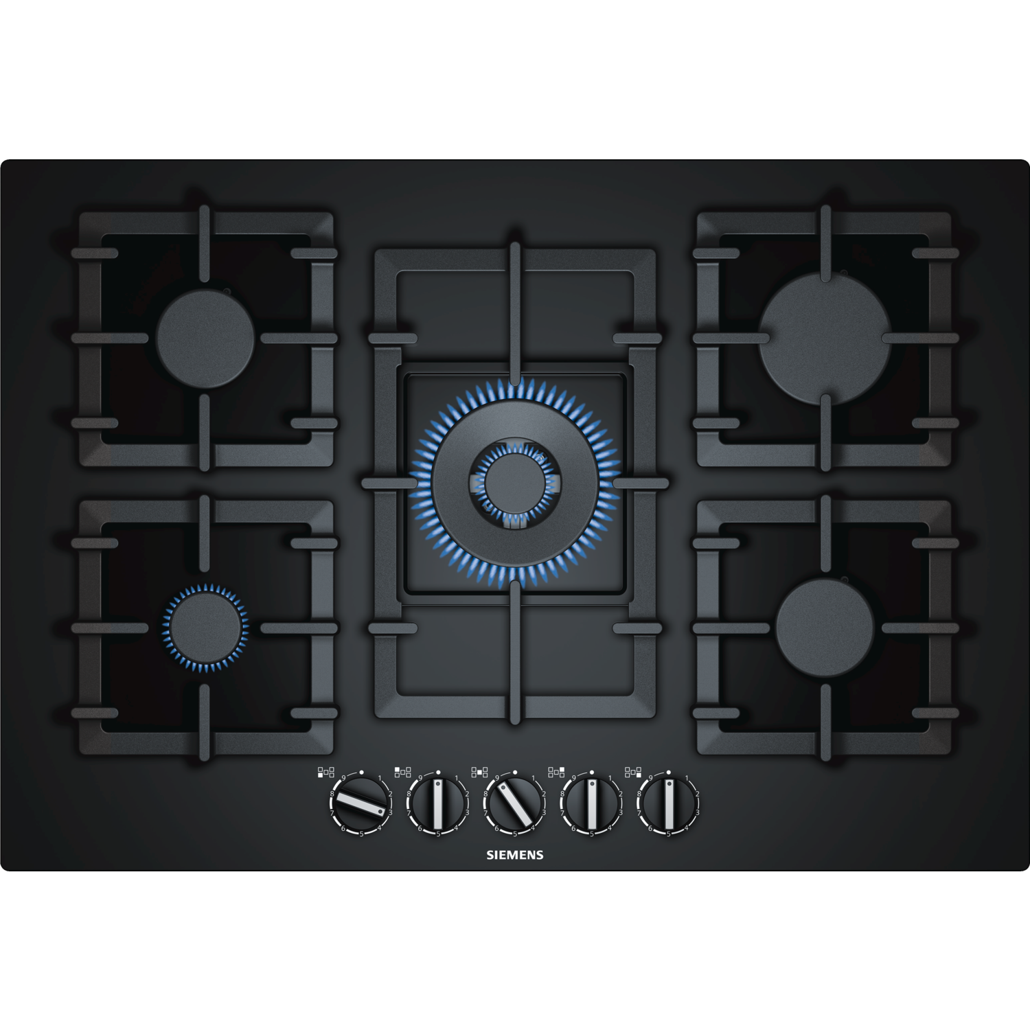 Refurbished Siemens iQ500 EP7A6QB90 75cm 5 Burner Gas on Glass Hob Black