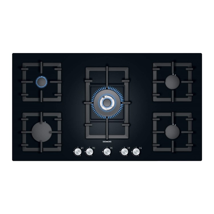 GRADE A2 - Siemens EP916QB91E Rotary Control 92cm Five Burner Gas-on-glass Hob Black