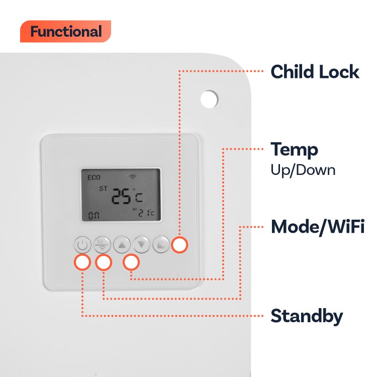 electriQ 550W Paintable Smart Wall Mountable Infrared Panel Heater - Low Energy - 800 x 600mm