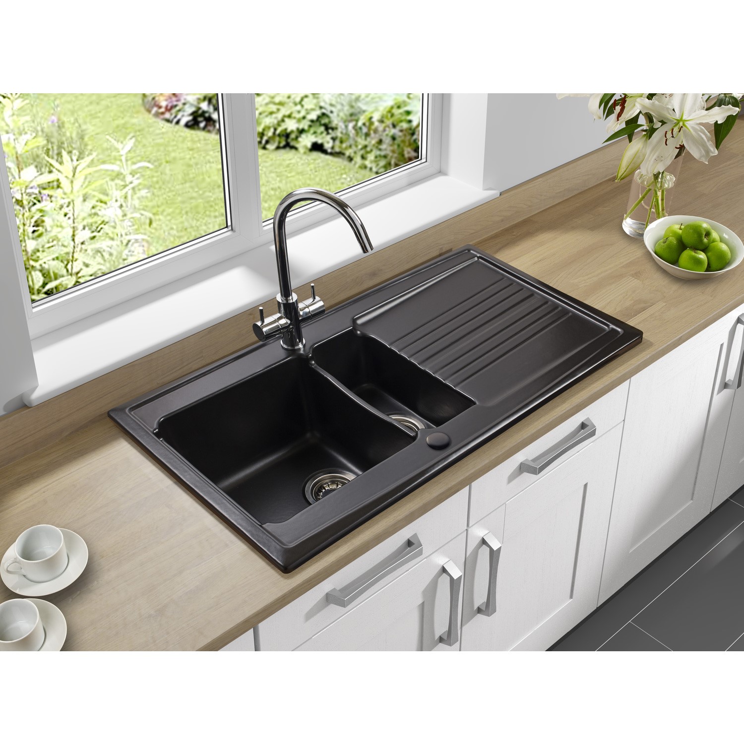 Astracast Eq15gbhomesk Equinox Matt Black 1 5 Bowl Ceramic Sink