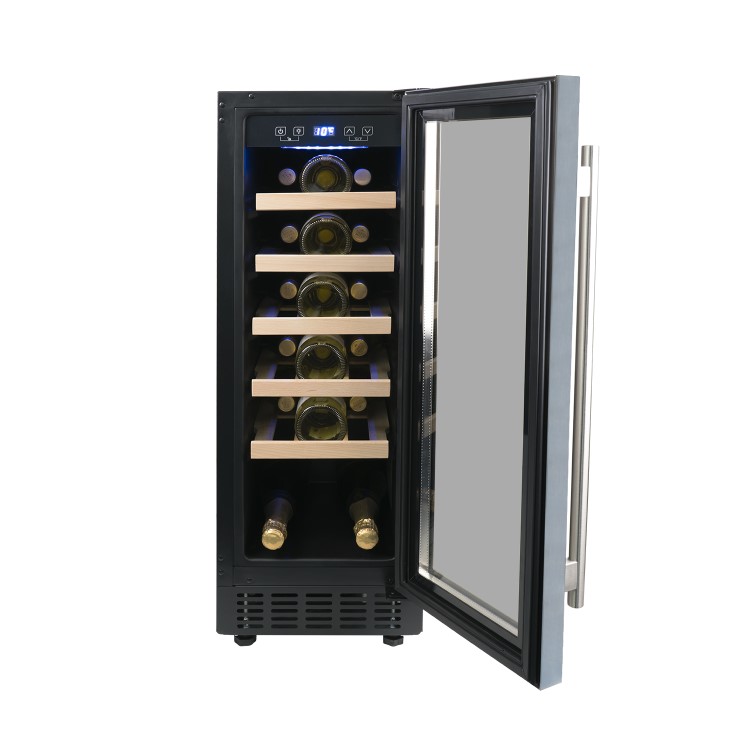 GRADE A2 - electriQ 19 Bottle Freestanding Under Counter Wine Cooler Full Single Zone 30cm Wide 82cm Tall - Stainless Steel