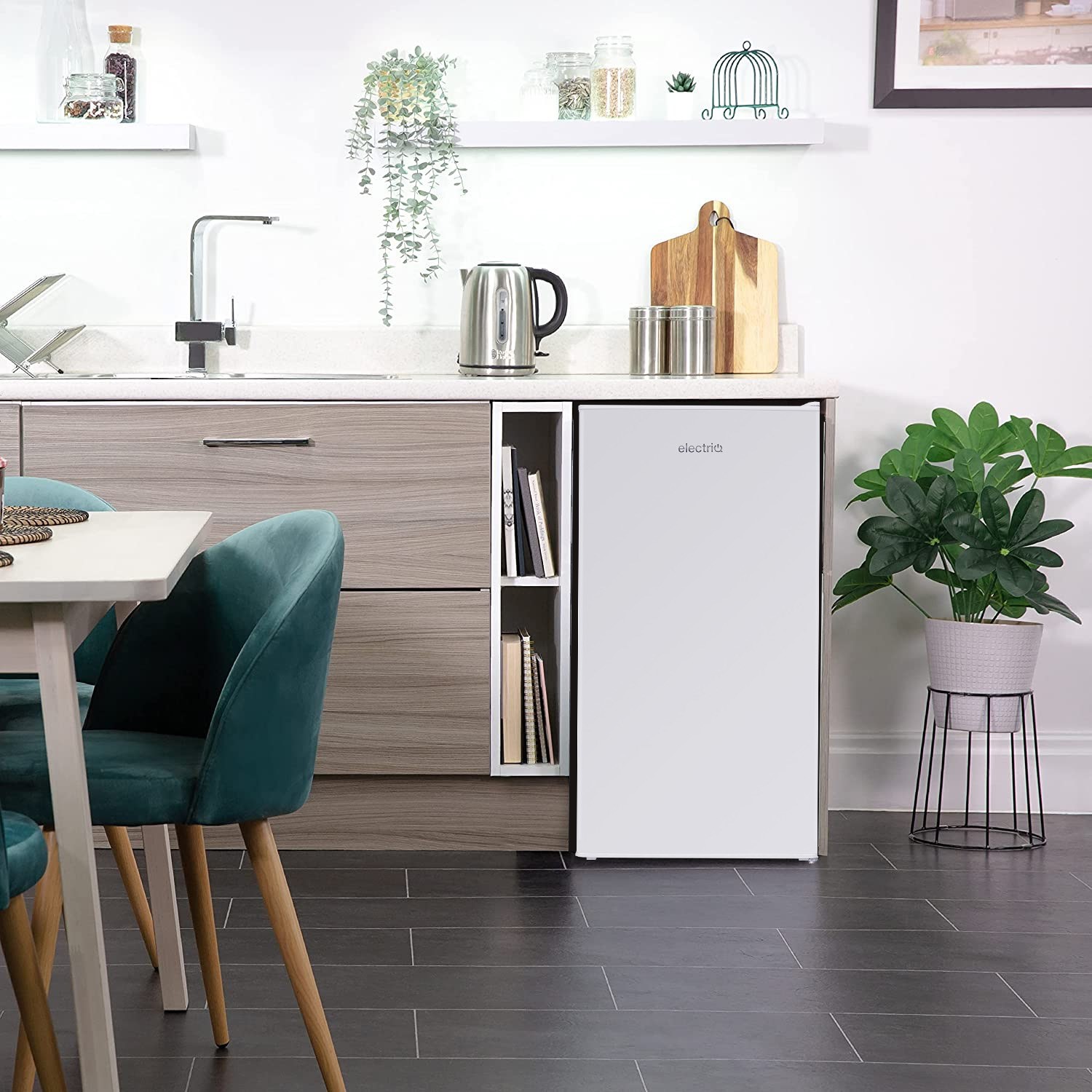 electriQ 62 Litre Freestanding Under Counter Fridge with Ice Box