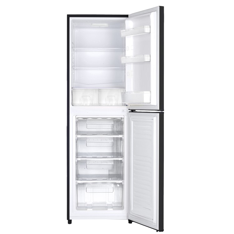 GRADE A1 - electriQ 242 Litre Freestanding Fridge Freezer 50/50 Split A+ Energy Rating 55cm Wide - Black