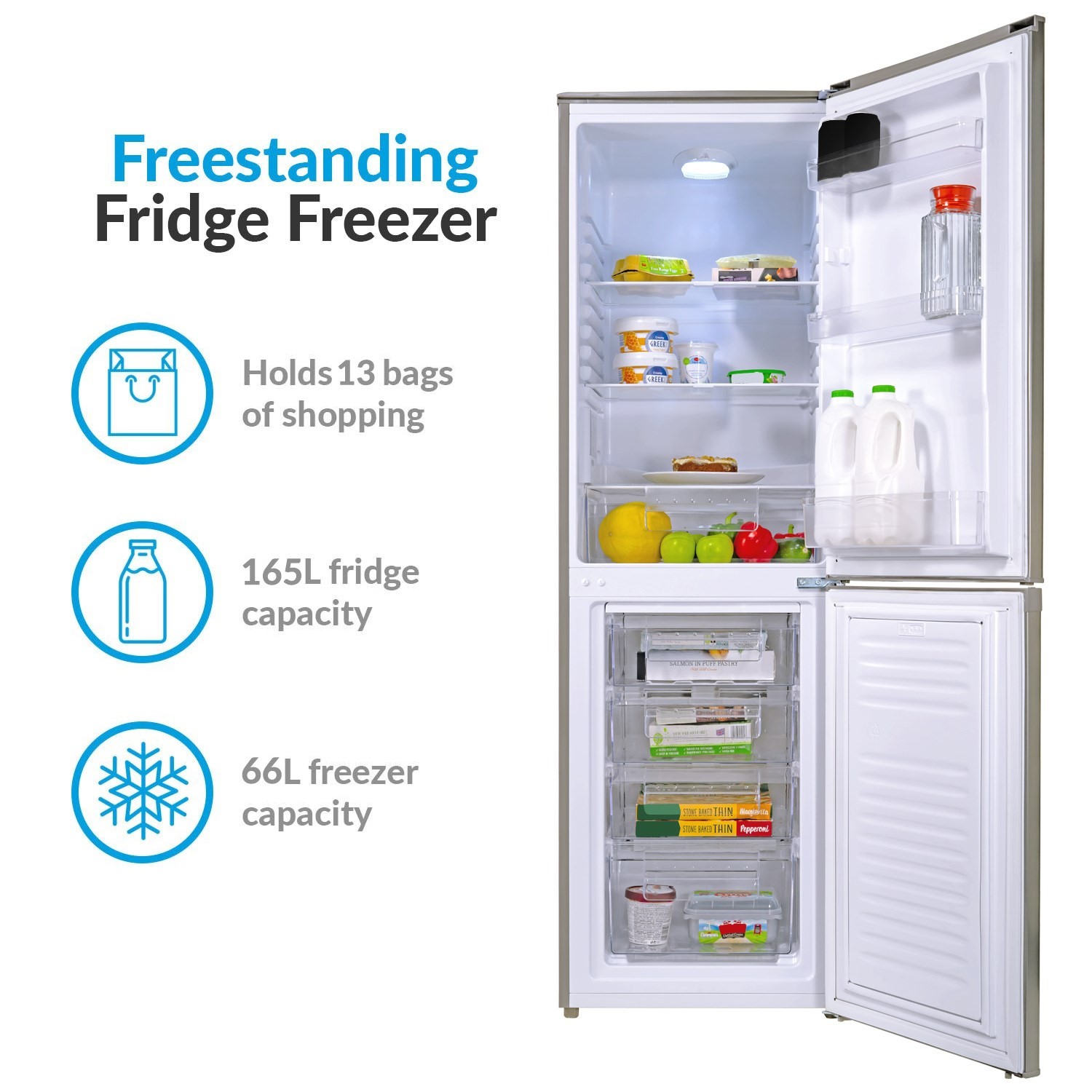 Electriq 231 Litre 50 50 Freestanding Fridge Freezer Silver Eq55176sil Appliances Direct Electriq 231 Litre 50 50 Freestanding Fridge Freezer Silver Eq55176sil Appliances Direct