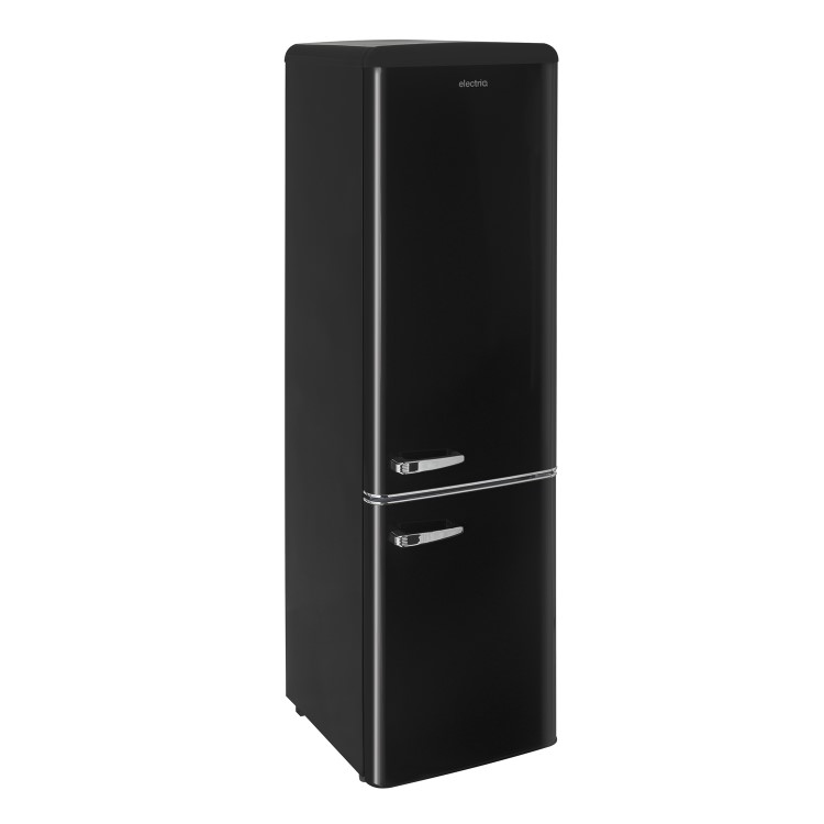 Refurbished electriQ EQ6040RETROBLACK Freestanding 244 Litre 60/40 Retro Fridge Freezer Black