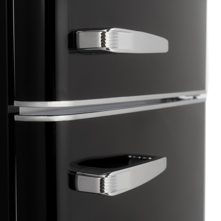Refurbished electriQ EQ6040RETROBLACK Freestanding 244 Litre 60/40 Retro Fridge Freezer Black