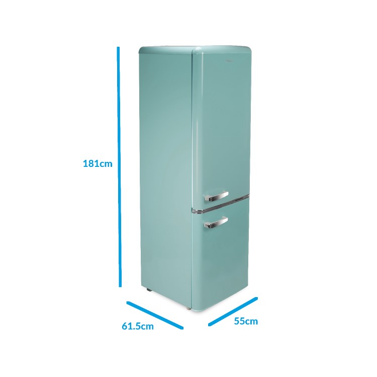 Refurbished electriQ EQ6040RETROBLUEVE Freestanding 244 Litre 60/40 Fridge Freezer Blue