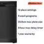 electriQ Freestanding Dishwasher - Black