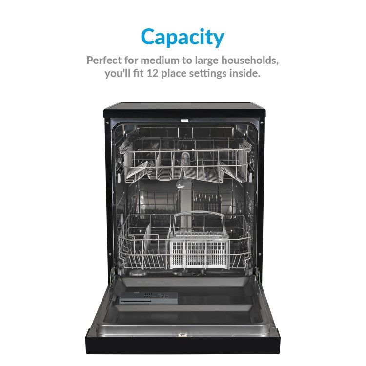 GRADE A2 - electriQ 12 Place Freestanding Dishwasher - Black