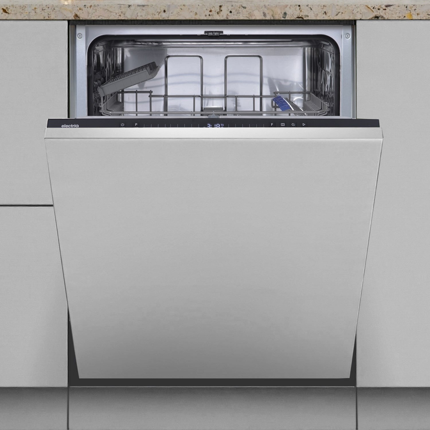 electriQ Series 2 Integrated Dishwasher - D-Rated, Auto Open Dry, 14 place setting Full Size