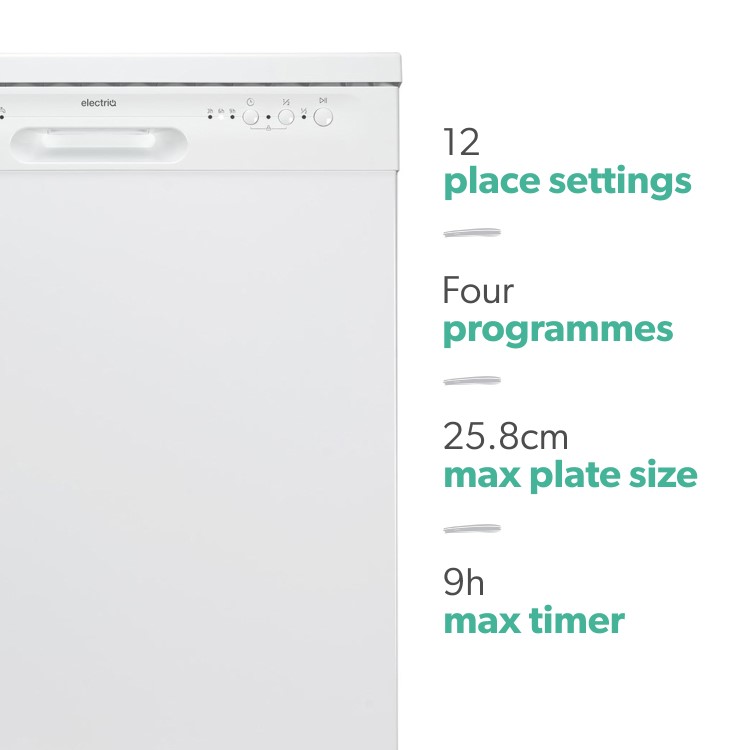 Refurbished electriQ EQ60DW 12 Place Freestanding Dishwasher White